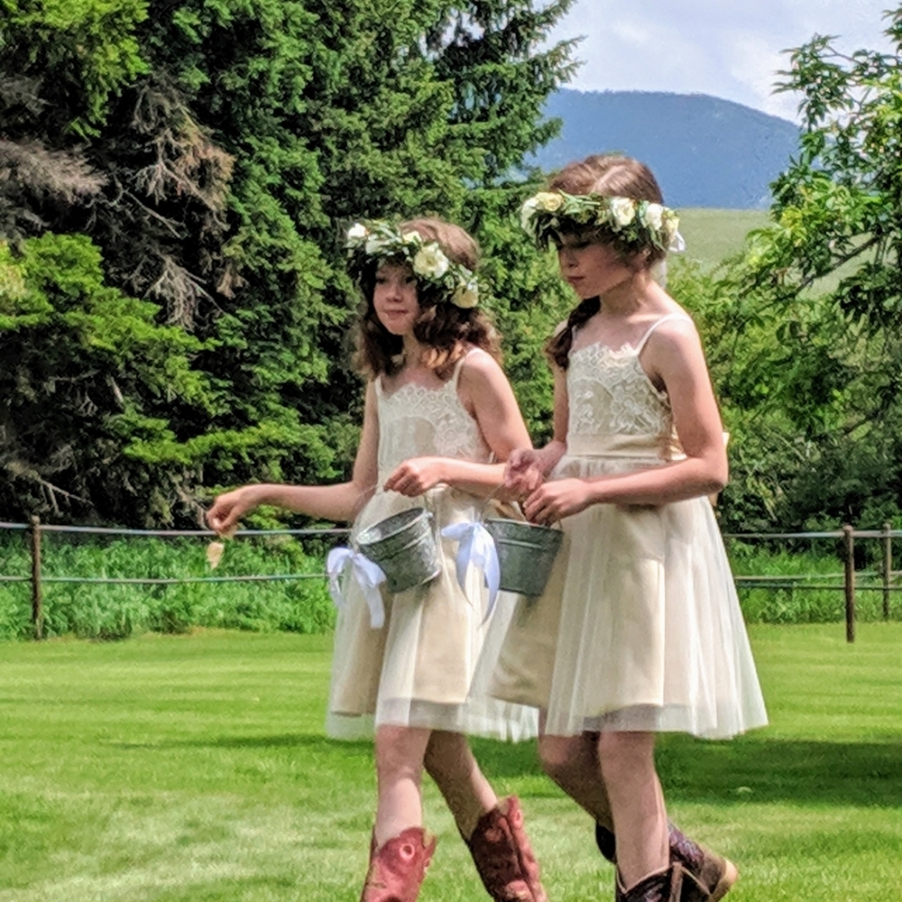 Champagne A-line knee length Flower Girl Dress